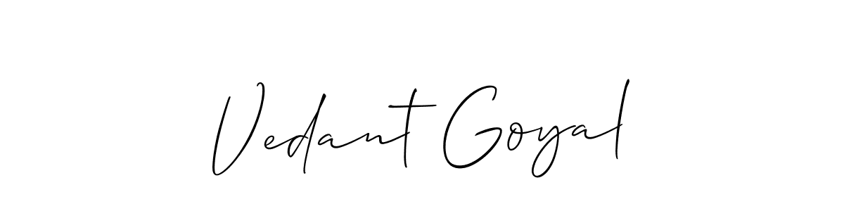 It looks lik you need a new signature style for name Vedant Goyal. Design unique handwritten (Allison_Script) signature with our free signature maker in just a few clicks. Vedant Goyal signature style 2 images and pictures png