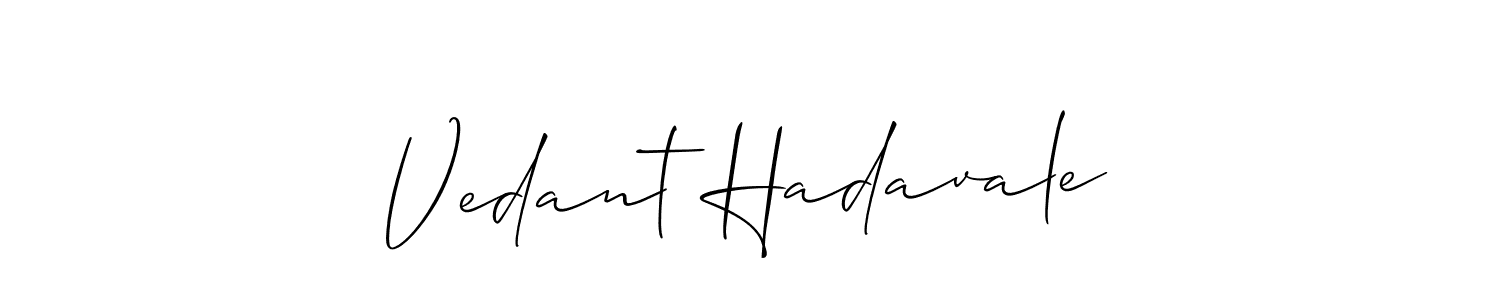 How to make Vedant Hadavale signature? Allison_Script is a professional autograph style. Create handwritten signature for Vedant Hadavale name. Vedant Hadavale signature style 2 images and pictures png