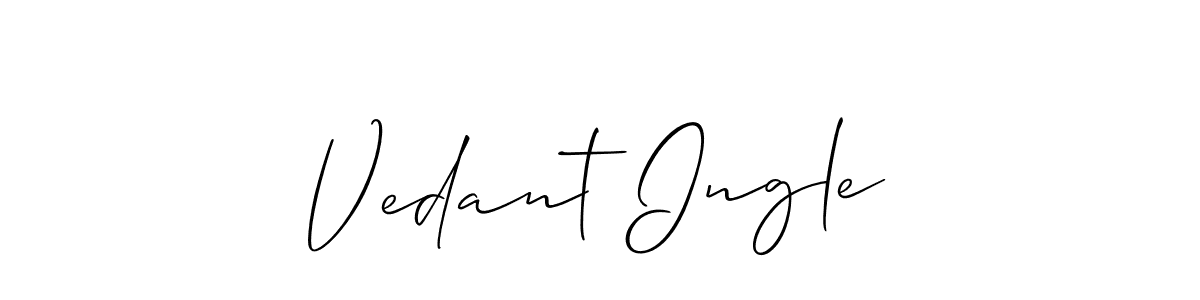 Also You can easily find your signature by using the search form. We will create Vedant Ingle name handwritten signature images for you free of cost using Allison_Script sign style. Vedant Ingle signature style 2 images and pictures png