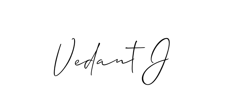 It looks lik you need a new signature style for name Vedant J. Design unique handwritten (Allison_Script) signature with our free signature maker in just a few clicks. Vedant J signature style 2 images and pictures png