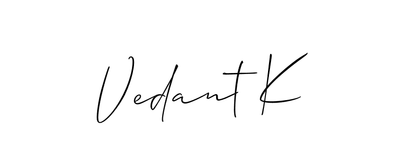 You can use this online signature creator to create a handwritten signature for the name Vedant K. This is the best online autograph maker. Vedant K signature style 2 images and pictures png