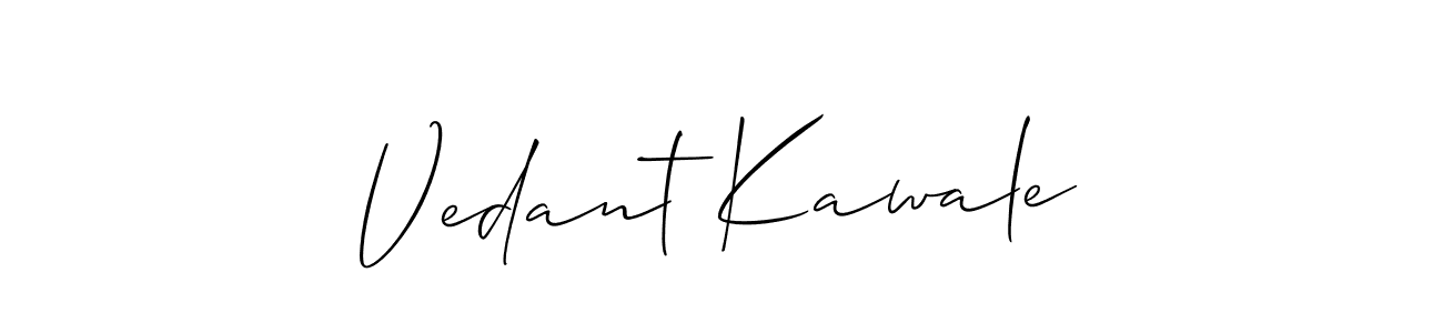 The best way (Allison_Script) to make a short signature is to pick only two or three words in your name. The name Vedant Kawale include a total of six letters. For converting this name. Vedant Kawale signature style 2 images and pictures png