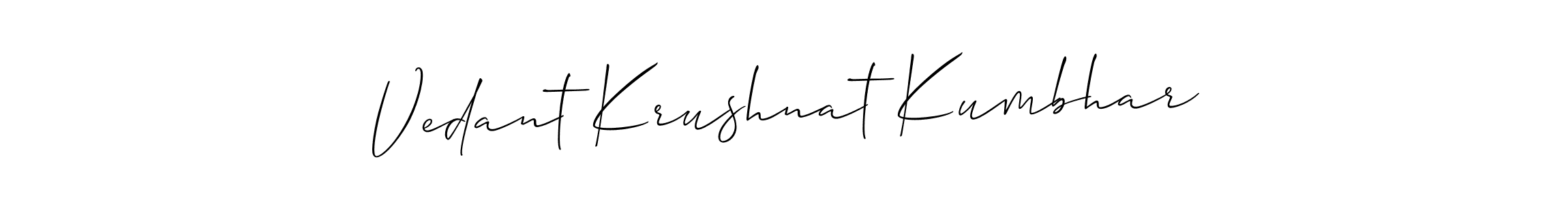 How to make Vedant Krushnat Kumbhar signature? Allison_Script is a professional autograph style. Create handwritten signature for Vedant Krushnat Kumbhar name. Vedant Krushnat Kumbhar signature style 2 images and pictures png