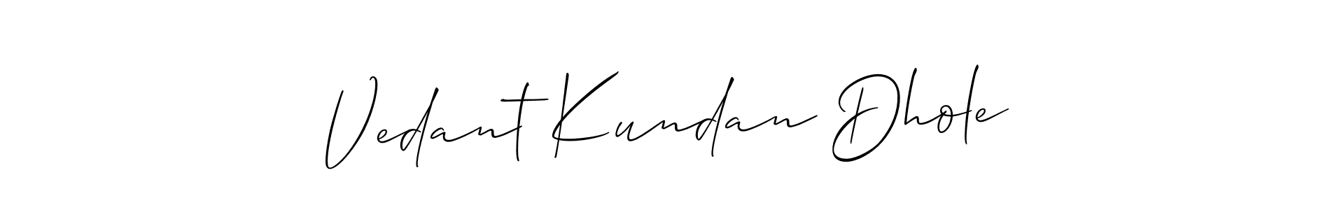 Make a beautiful signature design for name Vedant Kundan Dhole. With this signature (Allison_Script) style, you can create a handwritten signature for free. Vedant Kundan Dhole signature style 2 images and pictures png