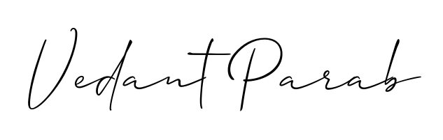 Quickly download Vedant Parab name signature in high-resolution PNG using Allison_Script style. Ready to insert into PDFs and online applications. Vedant Parab signature style 2 images and pictures png