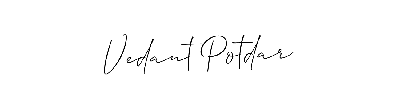 Similarly Allison_Script is the best handwritten signature design. Signature creator online .You can use it as an online autograph creator for name Vedant Potdar. Vedant Potdar signature style 2 images and pictures png