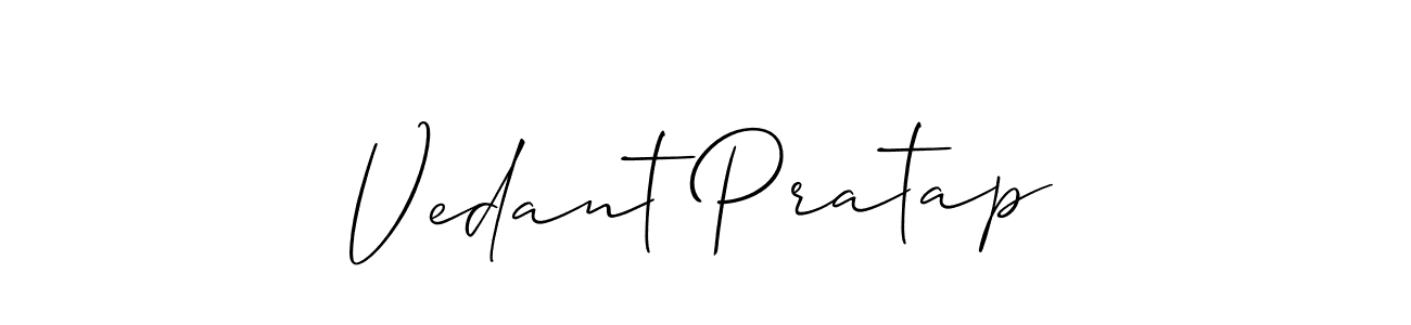 How to make Vedant Pratap name signature. Use Allison_Script style for creating short signs online. This is the latest handwritten sign. Vedant Pratap signature style 2 images and pictures png