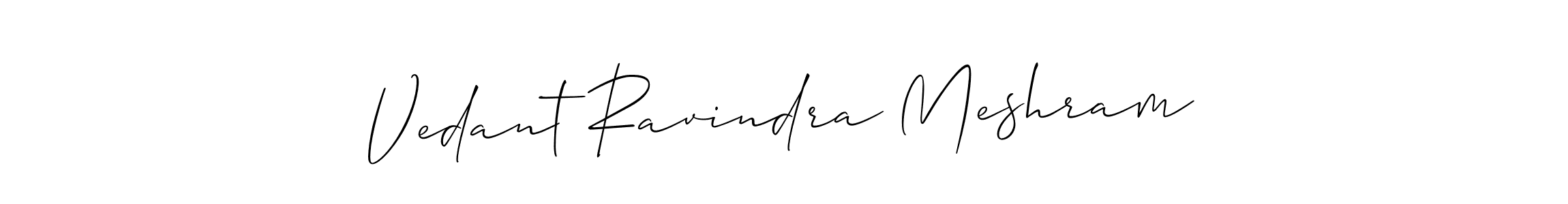 Create a beautiful signature design for name Vedant Ravindra Meshram. With this signature (Allison_Script) fonts, you can make a handwritten signature for free. Vedant Ravindra Meshram signature style 2 images and pictures png
