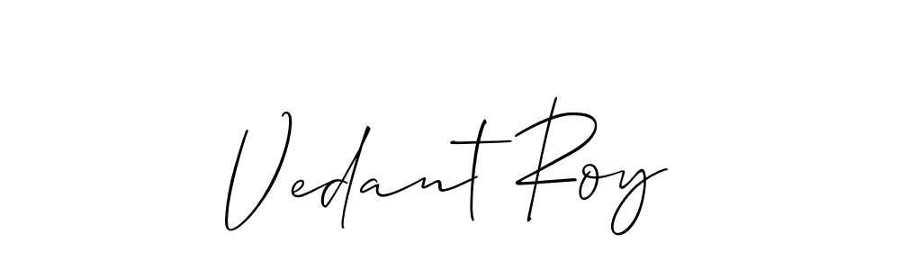 How to make Vedant Roy name signature. Use Allison_Script style for creating short signs online. This is the latest handwritten sign. Vedant Roy signature style 2 images and pictures png