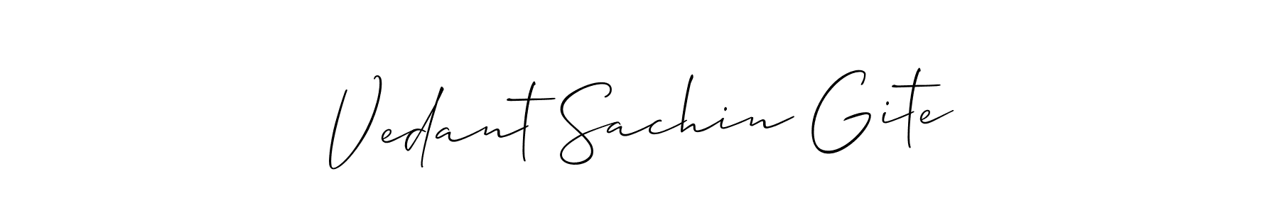 Design your own signature with our free online signature maker. With this signature software, you can create a handwritten (Allison_Script) signature for name Vedant Sachin Gite. Vedant Sachin Gite signature style 2 images and pictures png