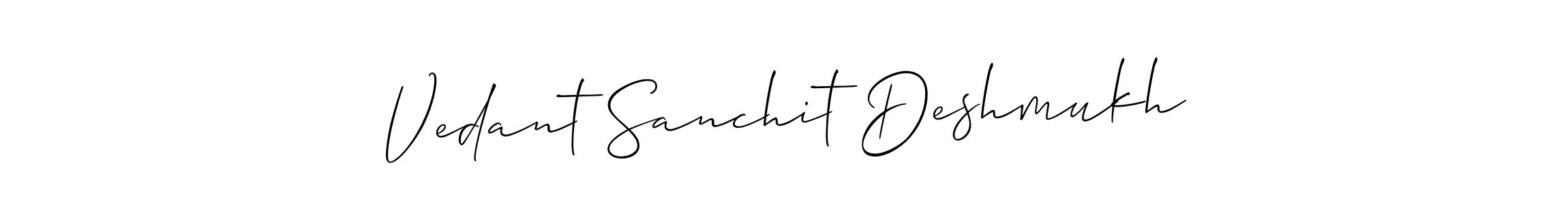 Vedant Sanchit Deshmukh stylish signature style. Best Handwritten Sign (Allison_Script) for my name. Handwritten Signature Collection Ideas for my name Vedant Sanchit Deshmukh. Vedant Sanchit Deshmukh signature style 2 images and pictures png