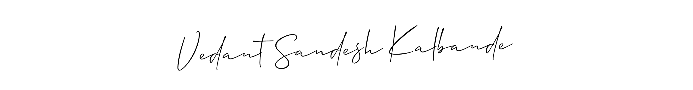 Also we have Vedant Sandesh Kalbande name is the best signature style. Create professional handwritten signature collection using Allison_Script autograph style. Vedant Sandesh Kalbande signature style 2 images and pictures png