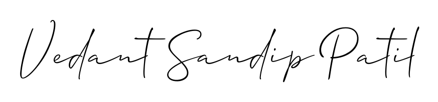 A classic penmanship look for Vedant Sandip Patil. The Allison_Script font brings timeless elegance and confidence to every signed document. Vedant Sandip Patil signature style 2 images and pictures png