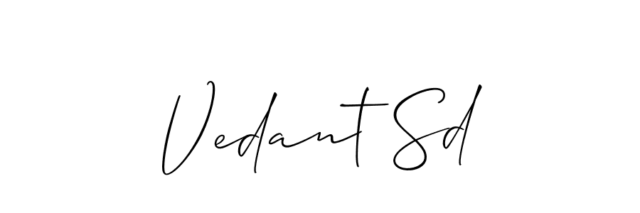 Similarly Allison_Script is the best handwritten signature design. Signature creator online .You can use it as an online autograph creator for name Vedant Sd. Vedant Sd signature style 2 images and pictures png