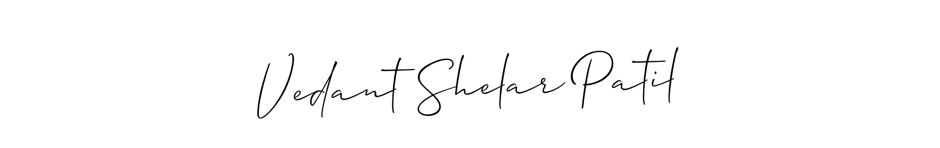 Vedant Shelar Patil stylish signature style. Best Handwritten Sign (Allison_Script) for my name. Handwritten Signature Collection Ideas for my name Vedant Shelar Patil. Vedant Shelar Patil signature style 2 images and pictures png