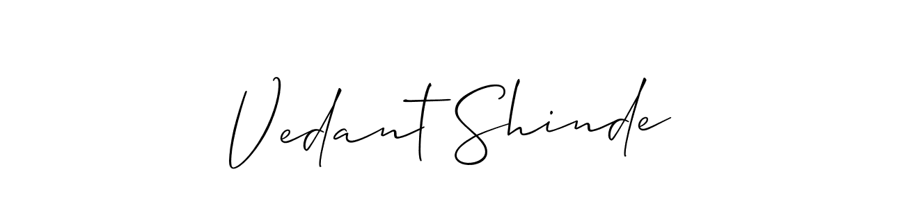 Use a signature maker to create a handwritten signature online. With this signature software, you can design (Allison_Script) your own signature for name Vedant Shinde. Vedant Shinde signature style 2 images and pictures png