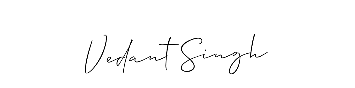 This is the best signature style for the Vedant Singh name. Also you like these signature font (Allison_Script). Mix name signature. Vedant Singh signature style 2 images and pictures png