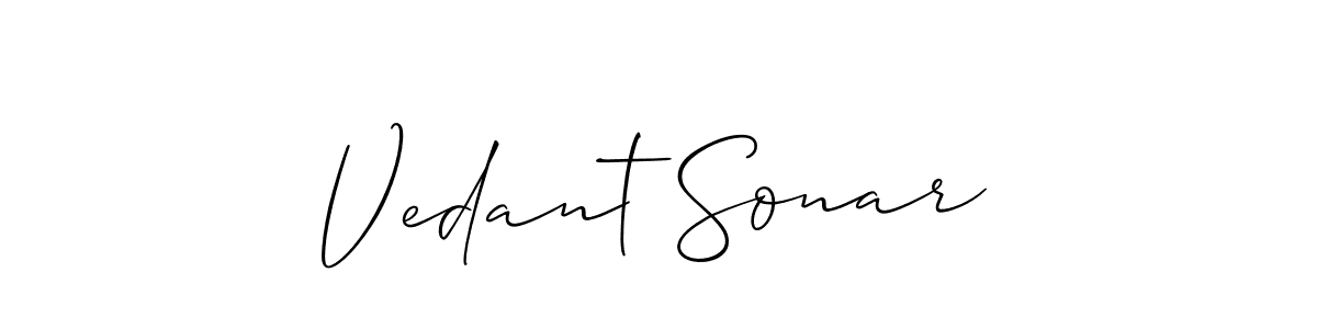 Vedant Sonar stylish signature style. Best Handwritten Sign (Allison_Script) for my name. Handwritten Signature Collection Ideas for my name Vedant Sonar. Vedant Sonar signature style 2 images and pictures png