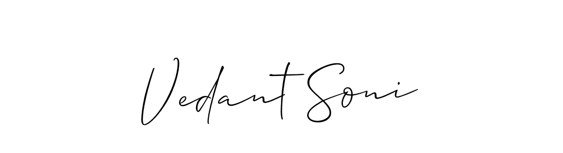 Make a short Vedant Soni signature style. Manage your documents anywhere anytime using Allison_Script. Create and add eSignatures, submit forms, share and send files easily. Vedant Soni signature style 2 images and pictures png