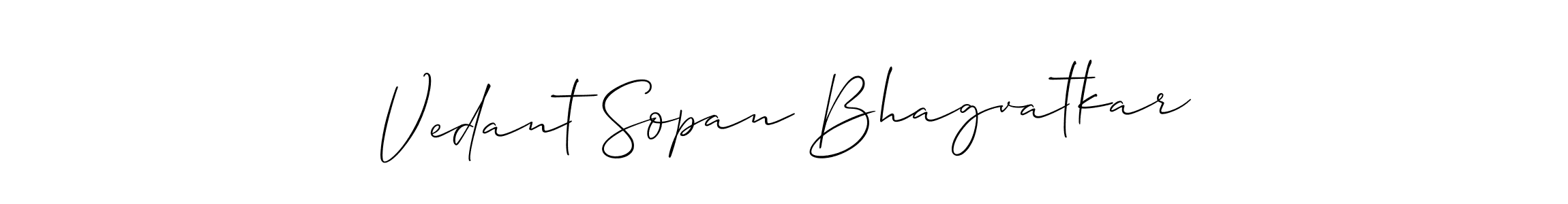 if you are searching for the best signature style for your name Vedant Sopan Bhagvatkar. so please give up your signature search. here we have designed multiple signature styles  using Allison_Script. Vedant Sopan Bhagvatkar signature style 2 images and pictures png