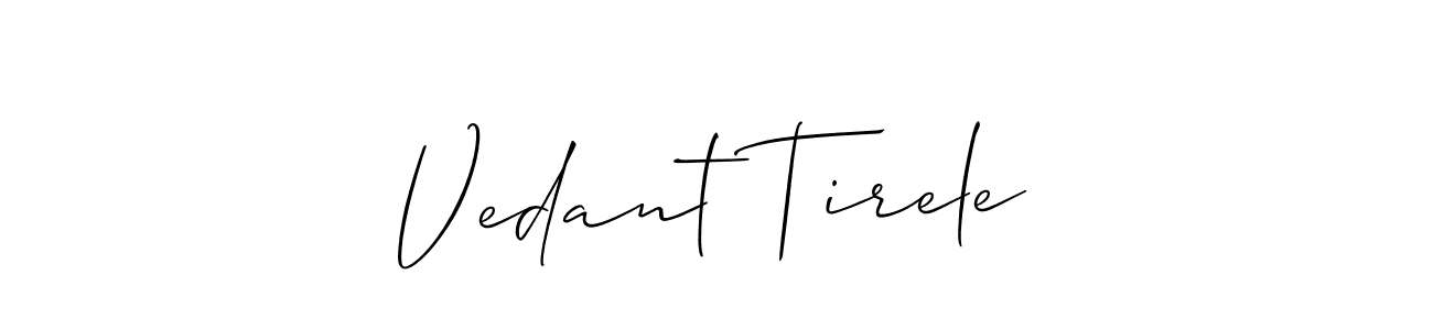 Create a beautiful signature design for name Vedant Tirele. With this signature (Allison_Script) fonts, you can make a handwritten signature for free. Vedant Tirele signature style 2 images and pictures png