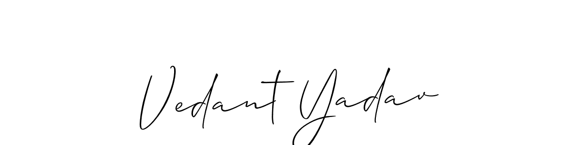 Vedant Yadav stylish signature style. Best Handwritten Sign (Allison_Script) for my name. Handwritten Signature Collection Ideas for my name Vedant Yadav. Vedant Yadav signature style 2 images and pictures png