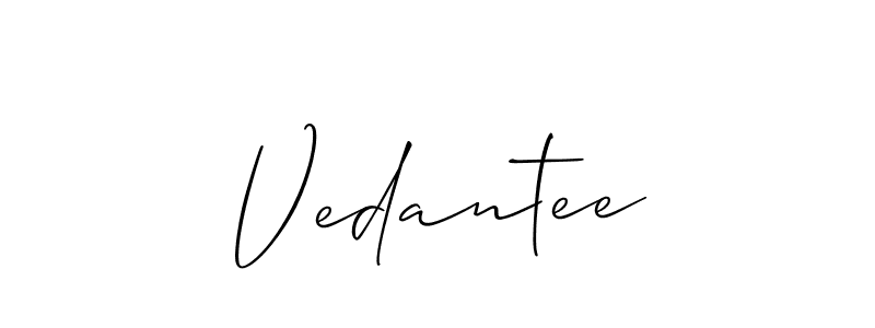 Create a beautiful signature design for name Vedantee. With this signature (Allison_Script) fonts, you can make a handwritten signature for free. Vedantee signature style 2 images and pictures png
