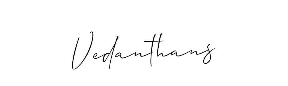 How to make Vedanthans name signature. Use Allison_Script style for creating short signs online. This is the latest handwritten sign. Vedanthans signature style 2 images and pictures png