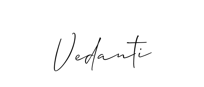 The best way (Allison_Script) to make a short signature is to pick only two or three words in your name. The name Vedanti include a total of six letters. For converting this name. Vedanti signature style 2 images and pictures png