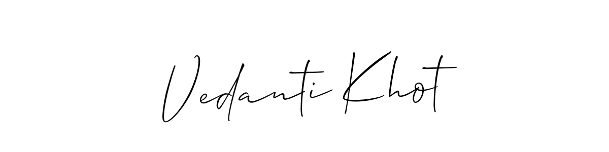 Vedanti Khot stylish signature style. Best Handwritten Sign (Allison_Script) for my name. Handwritten Signature Collection Ideas for my name Vedanti Khot. Vedanti Khot signature style 2 images and pictures png