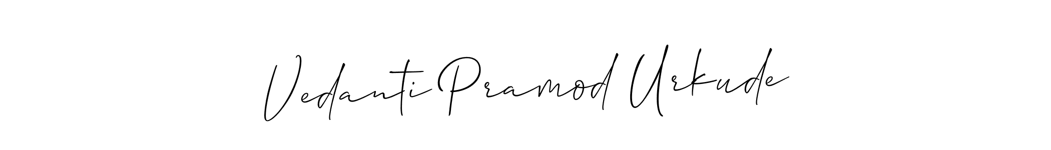 How to Draw Vedanti Pramod Urkude signature style? Allison_Script is a latest design signature styles for name Vedanti Pramod Urkude. Vedanti Pramod Urkude signature style 2 images and pictures png