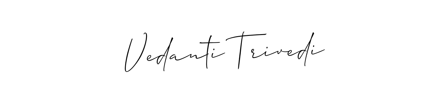 Make a beautiful signature design for name Vedanti Trivedi. With this signature (Allison_Script) style, you can create a handwritten signature for free. Vedanti Trivedi signature style 2 images and pictures png