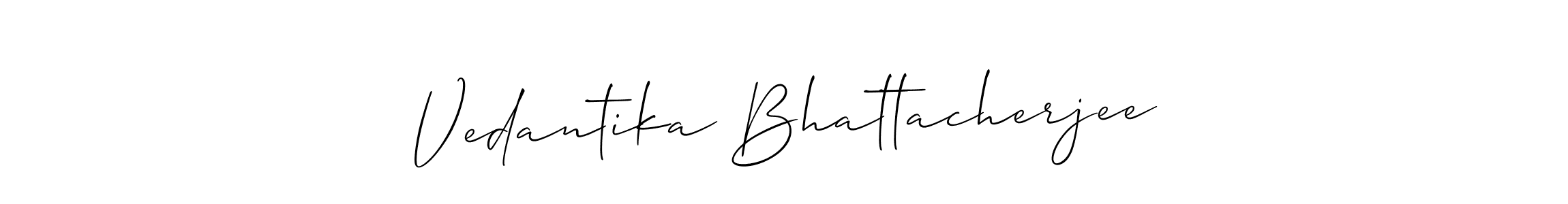 How to make Vedantika Bhattacherjee name signature. Use Allison_Script style for creating short signs online. This is the latest handwritten sign. Vedantika Bhattacherjee signature style 2 images and pictures png