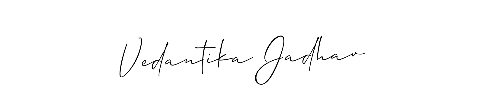 How to Draw Vedantika Jadhav signature style? Allison_Script is a latest design signature styles for name Vedantika Jadhav. Vedantika Jadhav signature style 2 images and pictures png