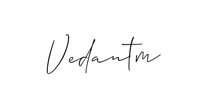 You can use this online signature creator to create a handwritten signature for the name Vedantm. This is the best online autograph maker. Vedantm signature style 2 images and pictures png