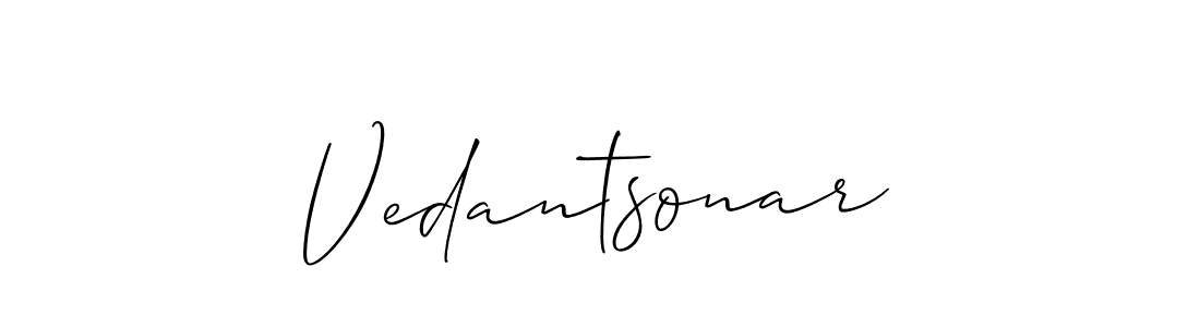 Make a beautiful signature design for name Vedantsonar. With this signature (Allison_Script) style, you can create a handwritten signature for free. Vedantsonar signature style 2 images and pictures png