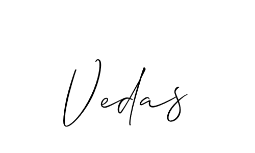 Create a beautiful signature design for name Vedas. With this signature (Allison_Script) fonts, you can make a handwritten signature for free. Vedas signature style 2 images and pictures png