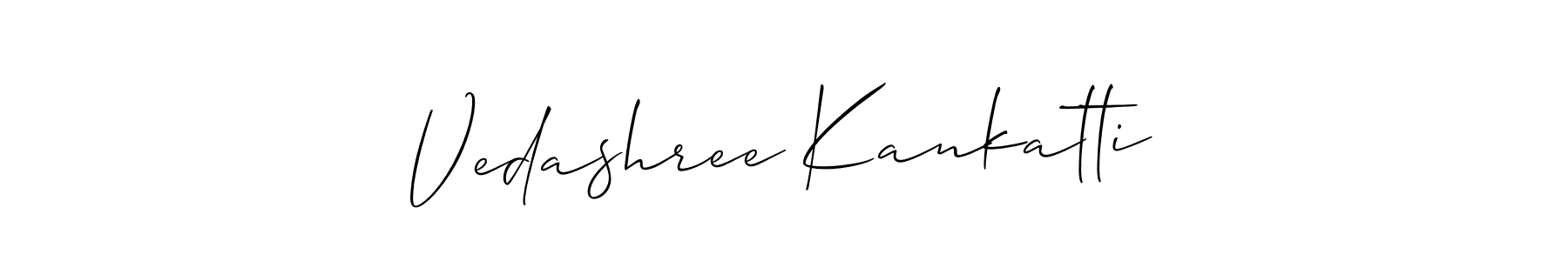 Allison_Script is a professional signature style that is perfect for those who want to add a touch of class to their signature. It is also a great choice for those who want to make their signature more unique. Get Vedashree Kankatti name to fancy signature for free. Vedashree Kankatti signature style 2 images and pictures png