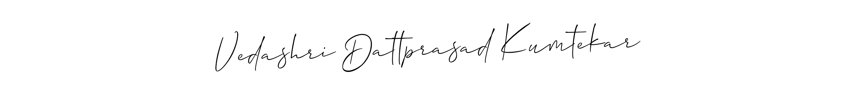 Also we have Vedashri Dattprasad Kumtekar name is the best signature style. Create professional handwritten signature collection using Allison_Script autograph style. Vedashri Dattprasad Kumtekar signature style 2 images and pictures png