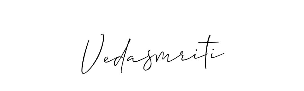 How to make Vedasmriti name signature. Use Allison_Script style for creating short signs online. This is the latest handwritten sign. Vedasmriti signature style 2 images and pictures png