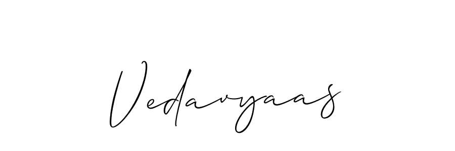 Create a beautiful signature design for name Vedavyaas. With this signature (Allison_Script) fonts, you can make a handwritten signature for free. Vedavyaas signature style 2 images and pictures png