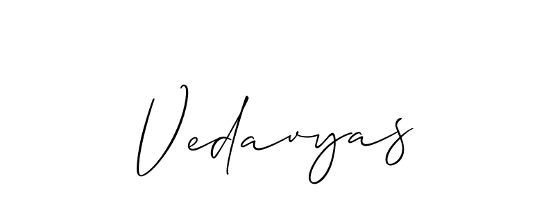 The best way (Allison_Script) to make a short signature is to pick only two or three words in your name. The name Vedavyas include a total of six letters. For converting this name. Vedavyas signature style 2 images and pictures png