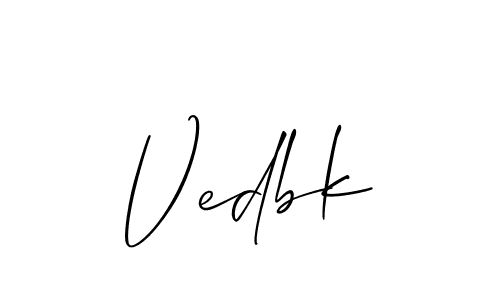 The best way (Allison_Script) to make a short signature is to pick only two or three words in your name. The name Vedbk include a total of six letters. For converting this name. Vedbk signature style 2 images and pictures png