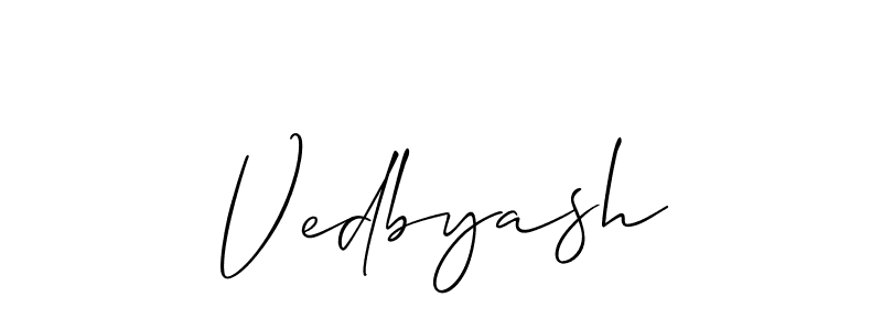 Allison_Script is a professional signature style that is perfect for those who want to add a touch of class to their signature. It is also a great choice for those who want to make their signature more unique. Get Vedbyash name to fancy signature for free. Vedbyash signature style 2 images and pictures png