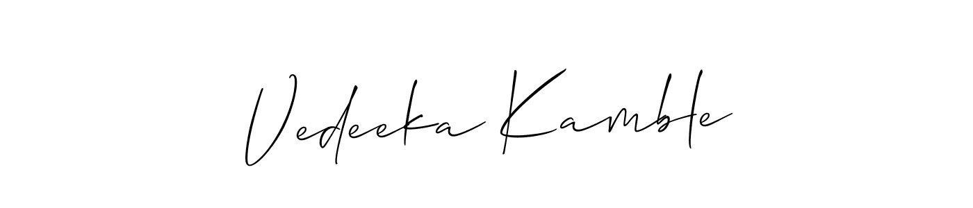 Also we have Vedeeka Kamble name is the best signature style. Create professional handwritten signature collection using Allison_Script autograph style. Vedeeka Kamble signature style 2 images and pictures png