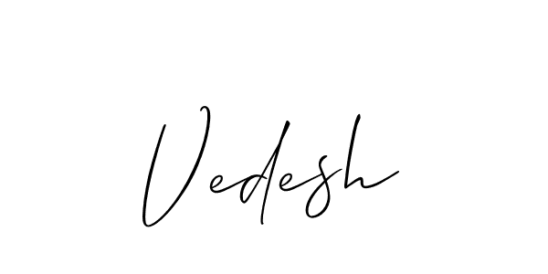 It looks lik you need a new signature style for name Vedesh. Design unique handwritten (Allison_Script) signature with our free signature maker in just a few clicks. Vedesh signature style 2 images and pictures png