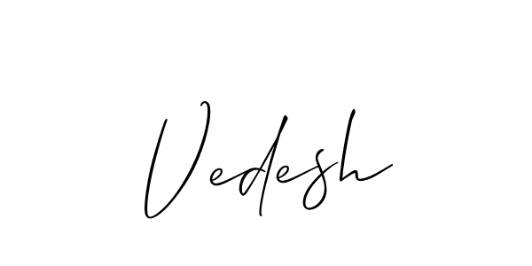 It looks lik you need a new signature style for name Vedesh. Design unique handwritten (Allison_Script) signature with our free signature maker in just a few clicks. Vedesh signature style 2 images and pictures png