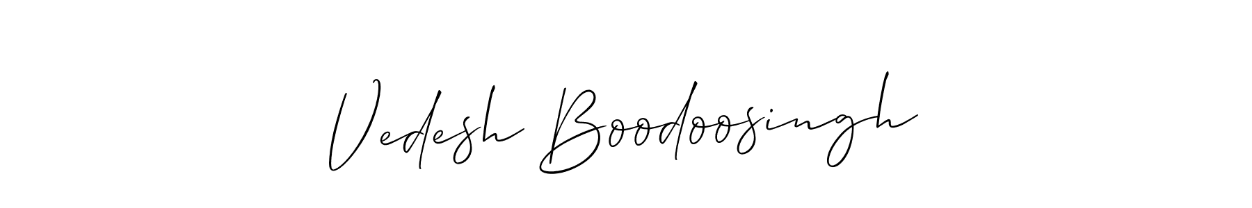 Similarly Allison_Script is the best handwritten signature design. Signature creator online .You can use it as an online autograph creator for name Vedesh Boodoosingh. Vedesh Boodoosingh signature style 2 images and pictures png