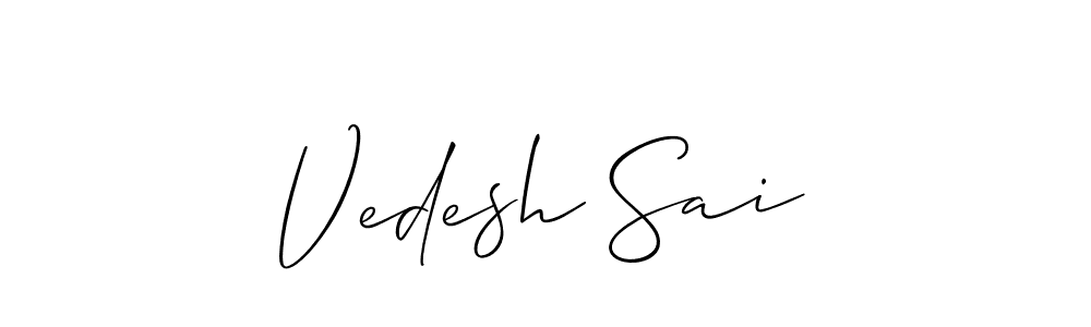 Make a beautiful signature design for name Vedesh Sai. With this signature (Allison_Script) style, you can create a handwritten signature for free. Vedesh Sai signature style 2 images and pictures png