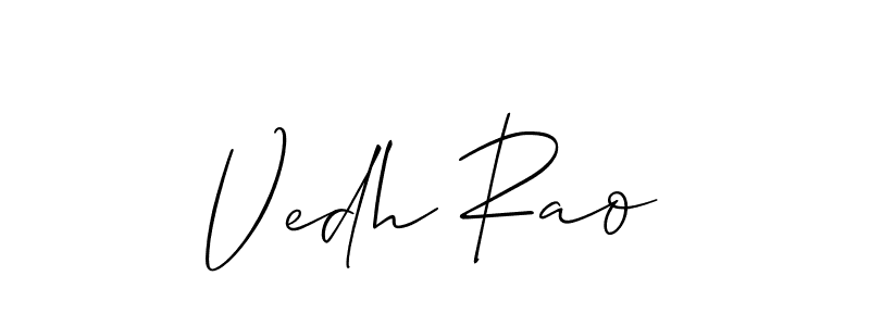 The best way (Allison_Script) to make a short signature is to pick only two or three words in your name. The name Vedh Rao include a total of six letters. For converting this name. Vedh Rao signature style 2 images and pictures png